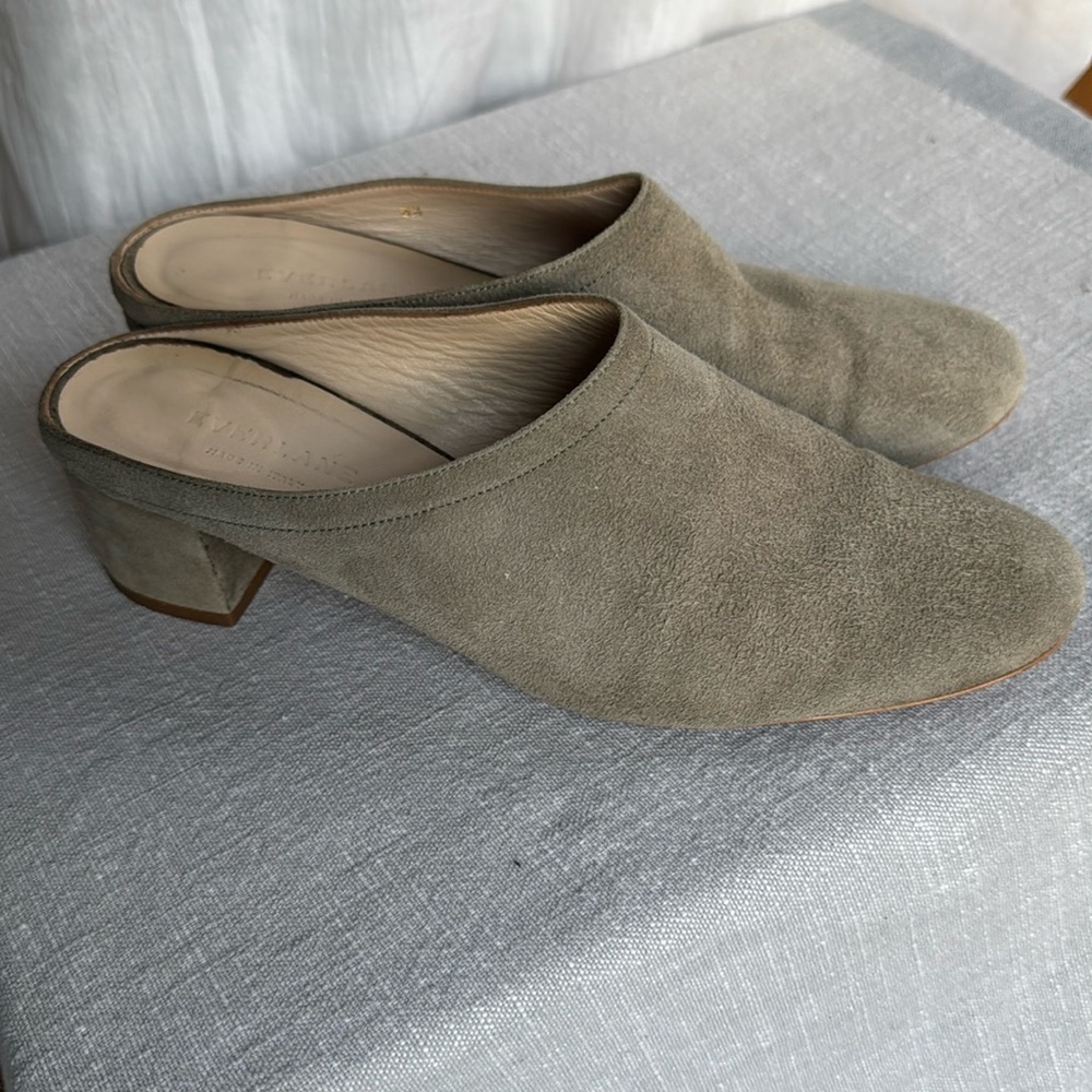 Everlane The Day Heel Olive Green Suede Sz 81/2 - Picture 5 of 10